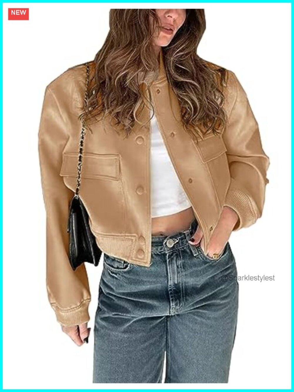 Womens Cropped Bomber Jacket Button Down Varsity Shacket